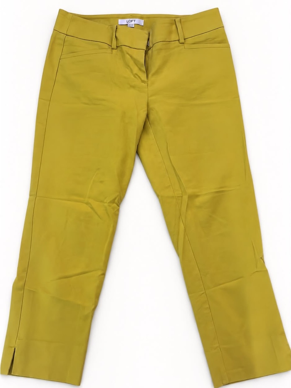 LOFT Mustard Cropped Straight-Leg Pants